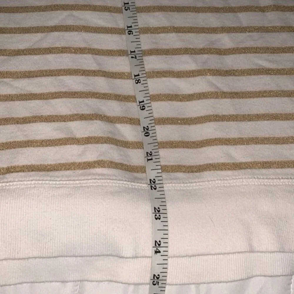 Style & Co Womens Striped Sweatshirt L White & Gold - Picture 8 of 8